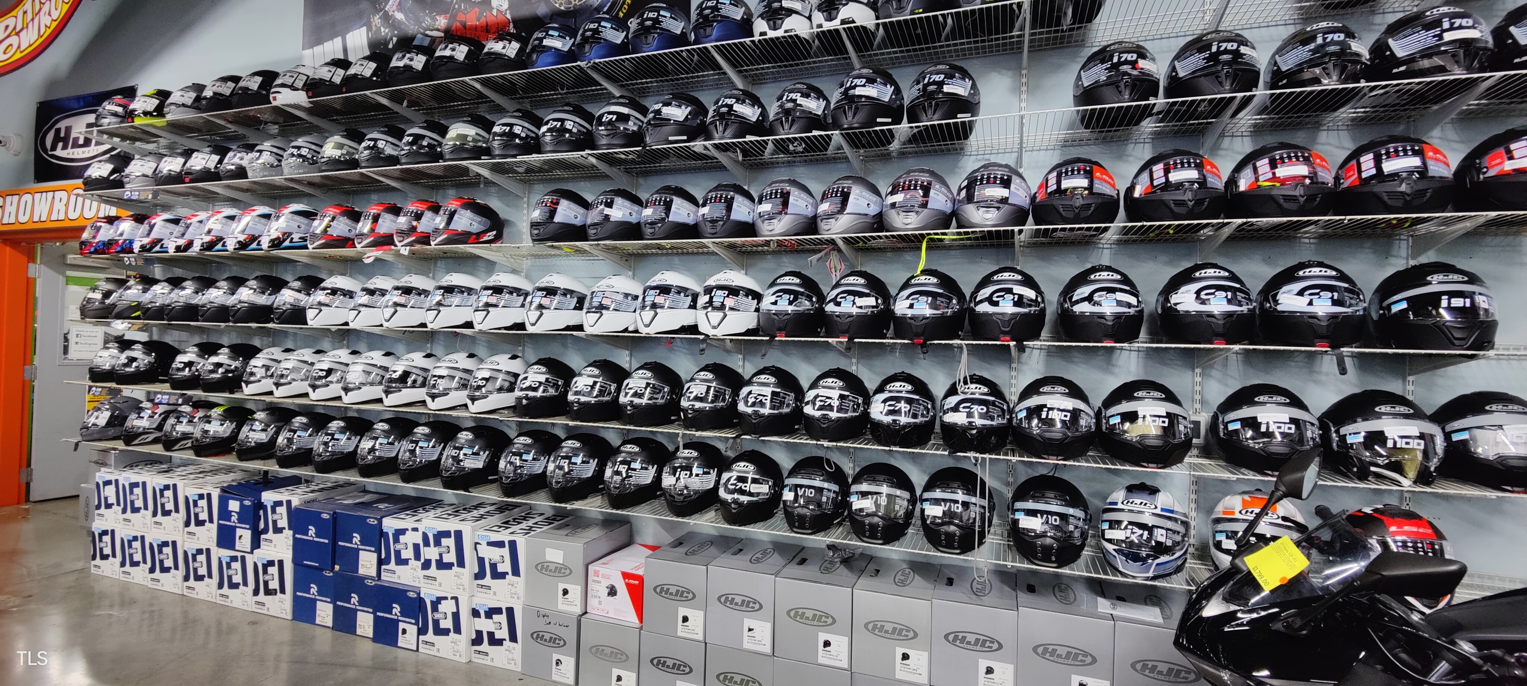Shelves full of oils and other vehicle liquids
